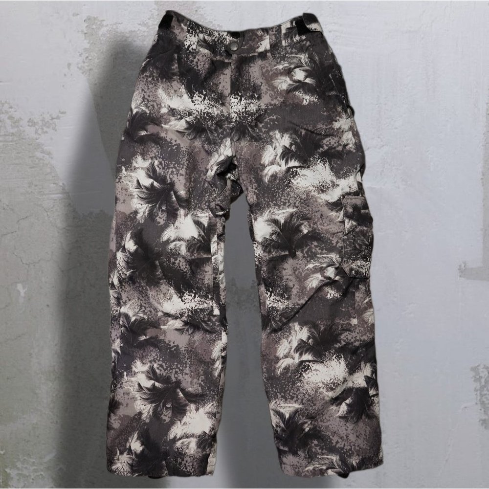 LIQUID Snow / Snowboarding Pants Black + White with Palm Tree Details sz Youth L